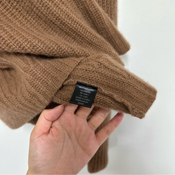 360 Cashmere 100% Cashmere Ribbed Mock Neck Sweater in Brown - Picture 6 of 6